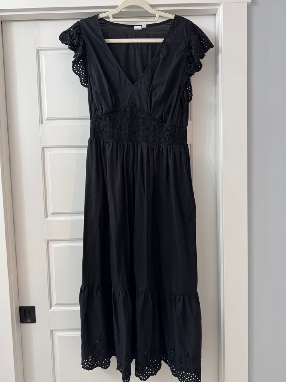 Gap Black Eyelet Sleeve Midi Dress - Women